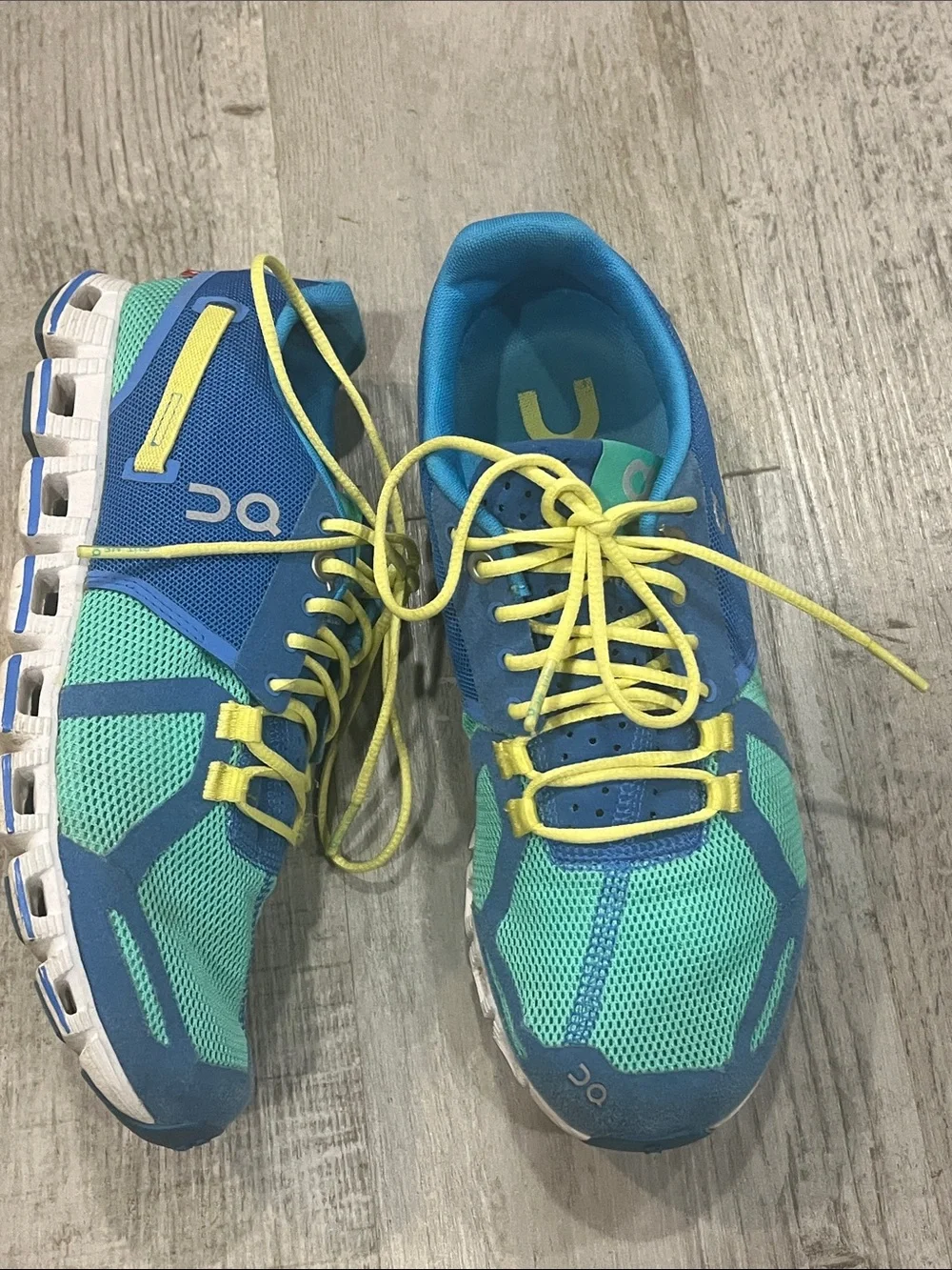 On Running Kids Sneakers in Teal, Blue & Yellow